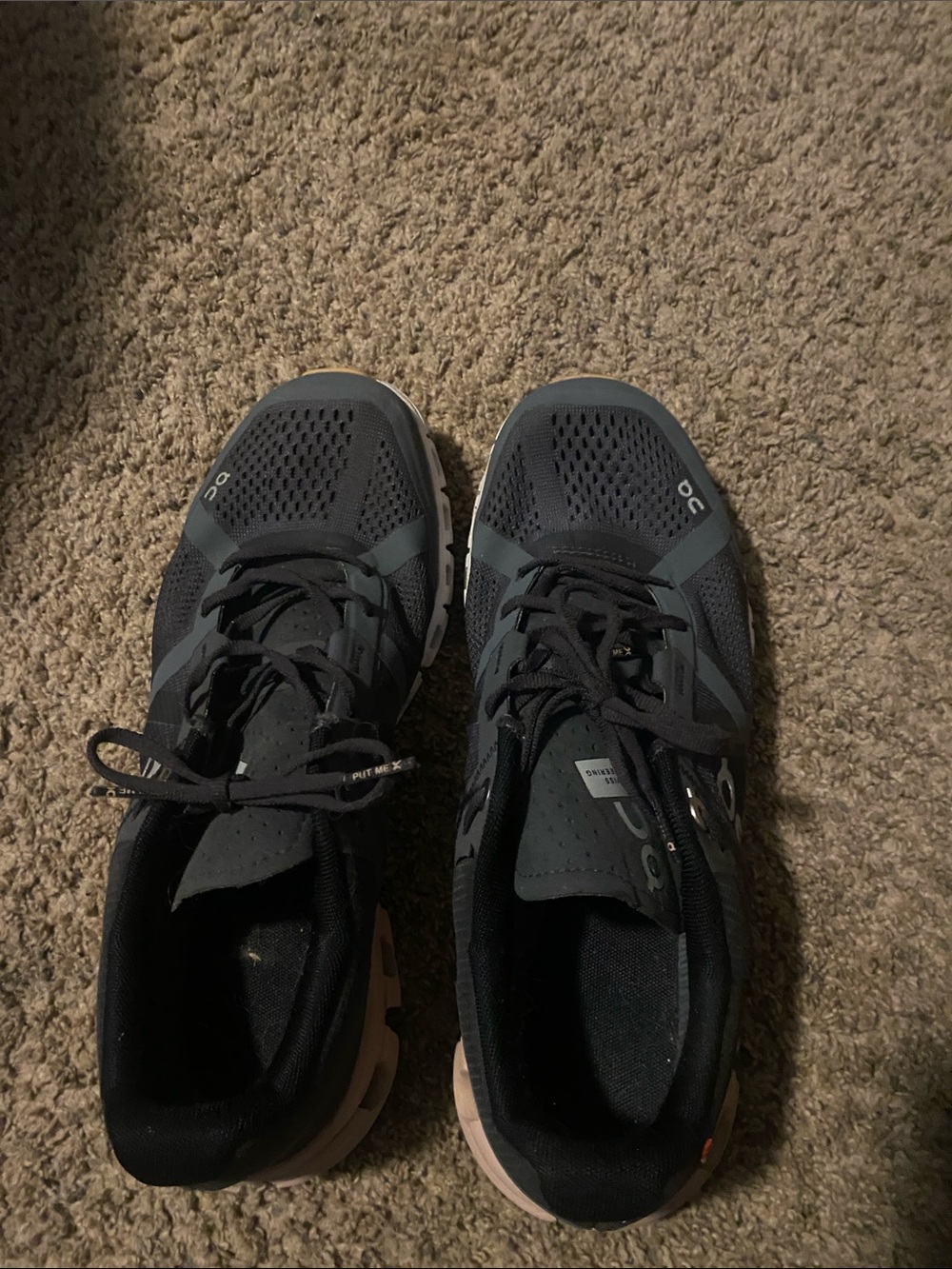 Women's Athletic Running Shoes in Black and Gray with Cream Sole